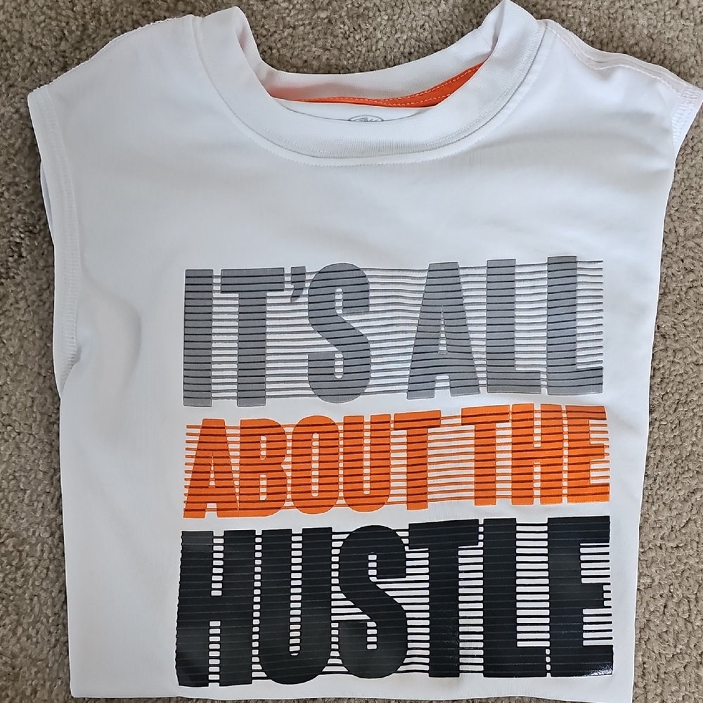 Kids Motivational Graphic Tee - White with Orange and Black